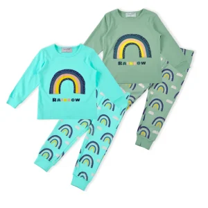 Printed Knitted Cotton Kids Pajama Set Winter High Quality Boys Sleepwear