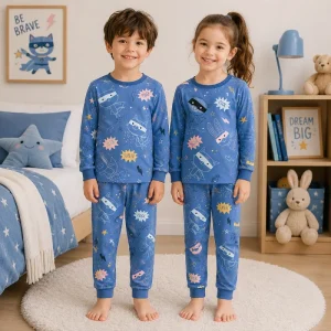 Private Label Infant Pajamas 95% Bamboo 5% Spandex Cute Printed Romper Custom Kids Pajamas Set for Kid Clothes Set