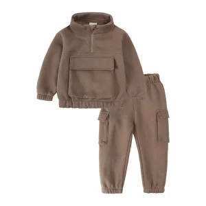 Private Label Kids Long Sleeve Sport Tracksuits Sweatsuit Sets Training Hoodie Casual Style for Boys