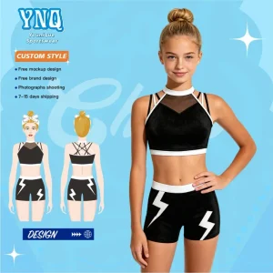 Promotional Cheerleading Training Gear for Girls Comfortable Spandex Sports Bras Shorts for Cheerleader Training for Children