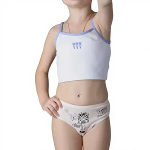 Pubescent Girls’ Cotton Thong Underwear Mid-Waist Solid Color for Middle-Older Children & Elementary-Junior High School Students