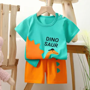 Pure Cotton Kids Short Sleeve Set Comfortable with Stylish Prints Suitable for Boys and Girls