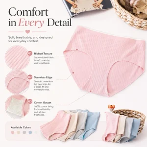 Pure Cotton Seamless Mid-Waist Underwear for Girls and Students Breathable Antibacterial Thong