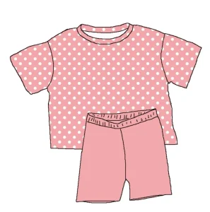 Qingli OEM Tariffs Free Bamboo Girls Two Piece Casual Set Boxy Flowy Shirt Biker Shorts Set Kids Clothing Summer