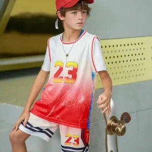 Quick-drying Children’s Boy’s Summer Athletic Basketball Jerseys Uniforms Sublimated Printing Breathable Lightweight Pure