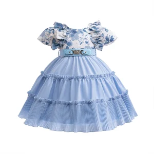 R176 Kids Fancy Girl Frocks Birthday Party Wear Clothes Dress Latest Design Short Sleeves Quality Dress