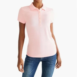 RG PInk Customized Polo T shirt Logo Printing Short Sleeve Cotton Pique Fabric Girls and Women Polo T shirts