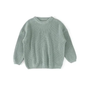 RTS Baby Boy 100% Cotton Knitted Light Blue Sweater Children Boutique Autumn Winter Clothing