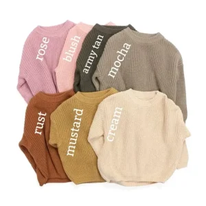 Ready to Ship Winter Kids Knit Sweater Solid Color 100% Cotton Children Cardigan Jumper