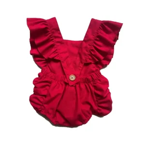 Red Jumpsuits Baby Girl One piece Baby Cute Princess Baby Blank Rompers Organic Knit Cotton Romper