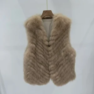 Regular Length Fox Genuine Fur Vest Winter Girls Ladies Fashion Fur Waistcoat Coat