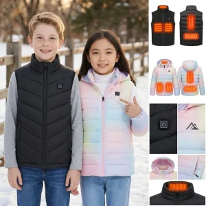 Removable Boys Girls Children Heated Vest Jackets Constant Temperature Heat Waistcoat Puffer Vest with European Style