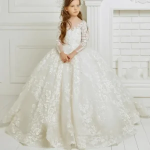 S4219L New Fashion Lace Puff Tulle Princess Dress Performance Costume Lace Tutu Skirt Flower Girl Dress Wedding Dress