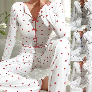 SFY YH0039 Girls Love Print Pajamas Set 2pcs Long Sleeve Pants Casual Loungewear Women Clothes Russia Home Office Sleepwear