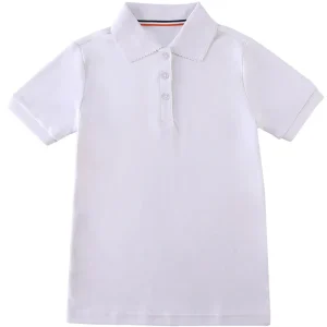 Safety Quality School Tshirt Knitted White Polo Shirts Girls for 2T – 20 Kid