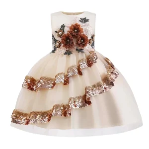 Sequin Flower Girl Birthday Party Wedding Gown Children Girl Dresses Kids Dresses for Girls