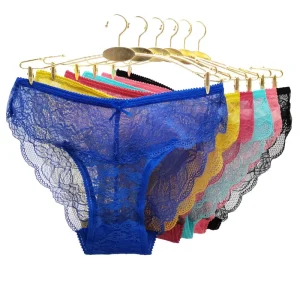 Sexy Floral Lace Panties for Women Breathable Mid Rise Briefs Soft Comfort Ladies Underwear Romantic Sheer Knickers