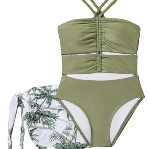 Sexy Kids Swimsuit Girls Printed High Waist Swimsuit Beach Swimwear