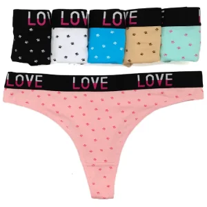 Sexy Underwear LOVE Band Cute Feet Print Soft Cotton Girls Thongs
