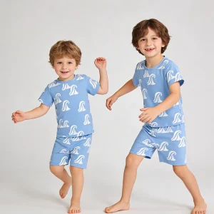 Short Sleeve Cotton Custom Printing Boy Sweatsuit Sets Summer Unisex Boys Sets Children’s Clothing Shorts Set Baby Boys Outfits
