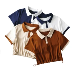 Short Sleeve OEM Plain Women Golf Polo Shirt Custom Printing logo Design Blank 100% Cotton t Shirt Girl Polo