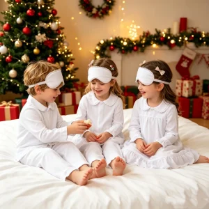 Sibling Matching White Velvet Pajamas Children Button Down Pyjamas Pants Set Baby Girl Night Gown Personalized Xms Pjs