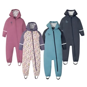 Simple Style Jumpsuit for Girls Waterproof Rain Pants Hooded Raincoats for Kids
