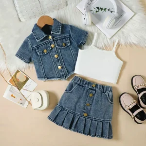 Size 6M to 3 Years New Fashion Summer 3 Pcs Little Girls Clothing Sets