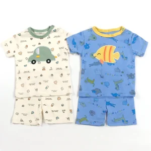 Sleepwear for Kids Girl for Summer Baby Boy Clothes Short Sleeve Cartoon Printed Casual Wear Kids Cotton Pajama Sets