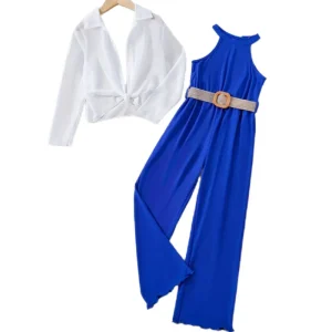 Sleeveless Halter Jumpsuit Large Children’s Jumpsuit Irregular Jacket Girls Clothing Sets