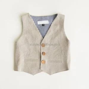 Sleeveless Vest Kids Clothing Button Down Kids Shirt Formal Linen Boys Vest