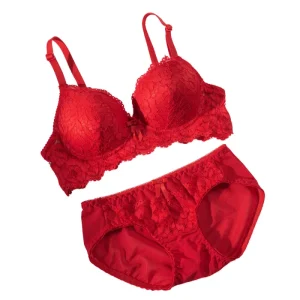 Small Chest Gathered Lace Print Girl Sexy Underwear No Steel Ring Bra Seamless Breathable Eco Friendly High Cut Panties Set Logo