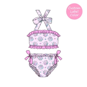 Smocking Suit Baby Girls Two-Piece Swimwear Printed Kids Swimsuit Beachwear