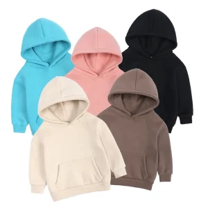 Soft 100% Cotton Solid Color Hooded Boys’ Sweatshirt Long Sleeve for 2 12 Years