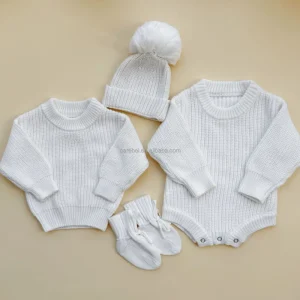 Soft 100% Cotton Winter Chunky Knit Bubble Jumper Ribbed Thicken Sweater for Toddler Boy Different Size Warm Knit Top for Kids