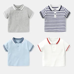 Soft Lightweight Polo Shirt for Toddlers & Baby Boys Breathable Short Sleeve Lapel Tee Summer Casual Top for Infant Kids