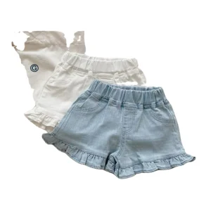 Soft Ruffle Girls Hot Shorts Denim Cotton Toddler Summer Shorts