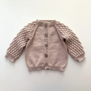 Solid Color Baby Cotton Knit Sweaters for Girls Long Sleeve Outfits Tops for Autumn and Winter Cardigan Style Toddler Tops