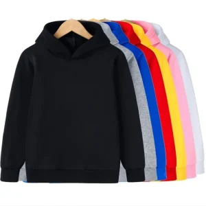 Solid Color Boy’s Hoodies Pullover Fitness Running Kid’s Solid Sweatshirts