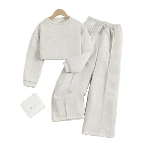 Solid Color Casual Girls Clothing Fashion Kids Two Piece Set Teenage Girls Clothing
