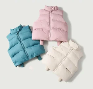 Solid Soft Warm Sleeveless Children Winter Waistcoat Kids Girls Down Vest Jacket for 2 8 Years