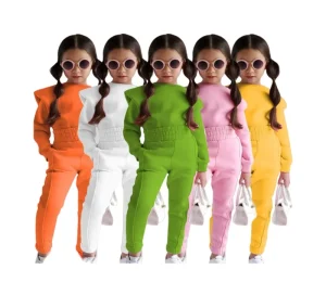 Solid Warm Outfit Baby Girls Tracksuit Set Kids Two Pieces Girls Clothing Set for Fall