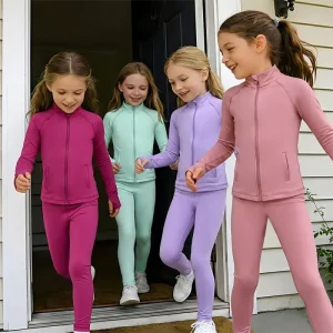 Source Manufacturer Custom Girl Matching Set Matched Kids Tracksuit Set Sweat Absorbing Two Piece Girls Clothing