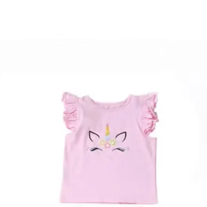 Special Design Unicorn Printed Pink Girls Shirts Baby Girl Shirts