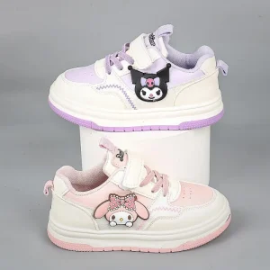 Sports Unisex White Shoes, Girls’ Leather Breathable Running Shoes, Lightweight and Comfortable Walking Shoes for Boys