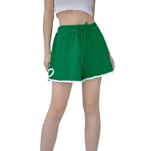 Sports Wear Customised Green Hot Shorts Girls Blank Cotton Stretchy Waist Shorts for Women Summer