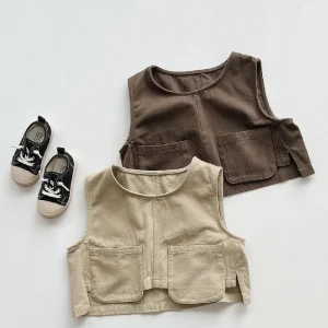 Spring And Autumn Sleeveless Top For Boys And Girls Trendy Vest For Waistcoat Outfit For Babies