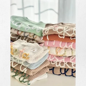 Spring Autumn 100% Cotton Solid Color Girls’ Custom Knit Long Sleeve Warm Baby Sweater
