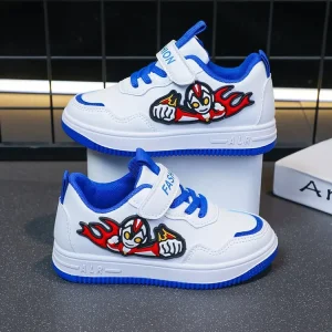 Spring Autumn Anti Slip Sports Sneakers for Boys Popular Cartoon College Style Lightweight Lace Up Running Casual Shoes