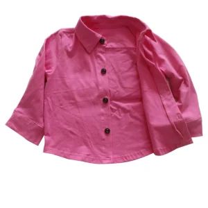 Spring Autumn Baby Cotton Shirt Children Boys Girls Solid Color Long Sleeve Blouse Hot Pink Jackets